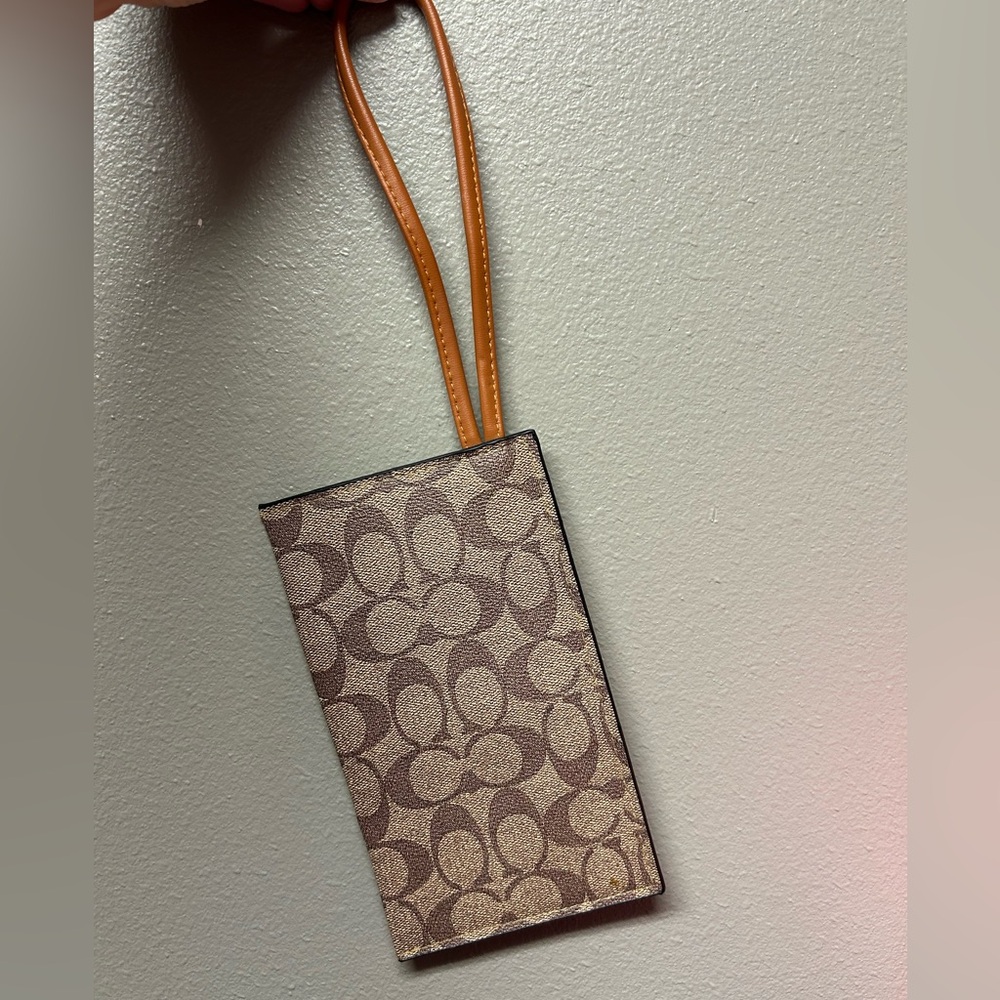 Designer Patterned Wristlet with Tan Strap